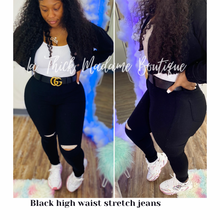 Load image into Gallery viewer, Black high waist stretch jeans